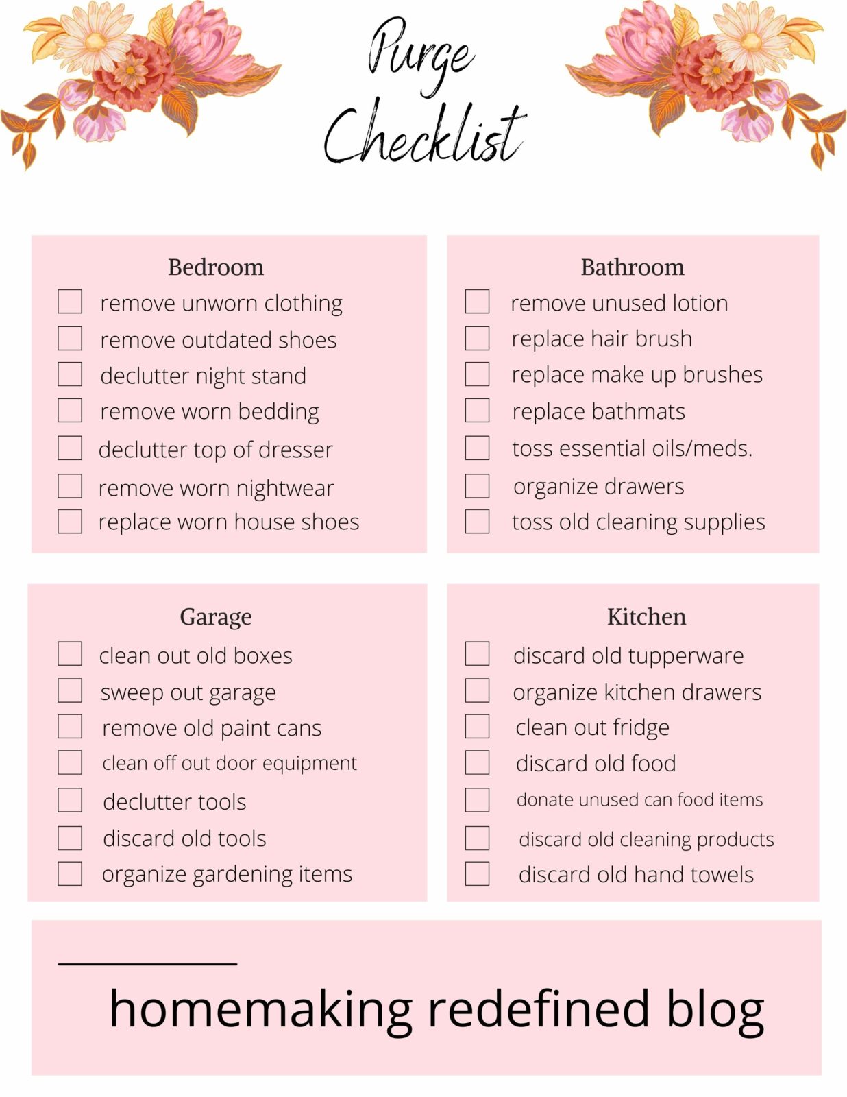 printable decluttering checklist